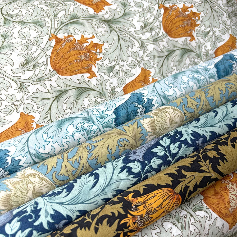 William Morris Inspired Floral Print 100% Cotton Fabric — 145cm Wide