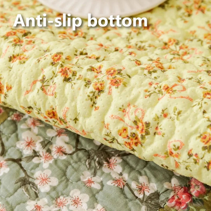 100% Cotton Quilted Sofa Cover – Anti-Slip Patchwork Floral Slipcover