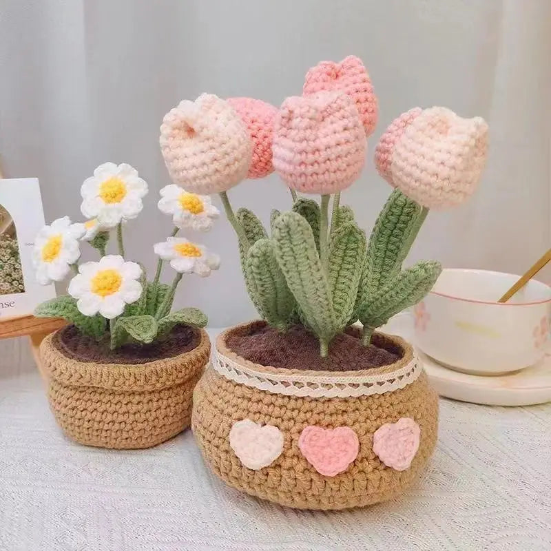 Kit de ganchillo para tejer rosas, ramo de flores hecho a mano, bricolaje, bolsa de material de ganchillo de lana, regalo creativo para parejas y novias, principiantes