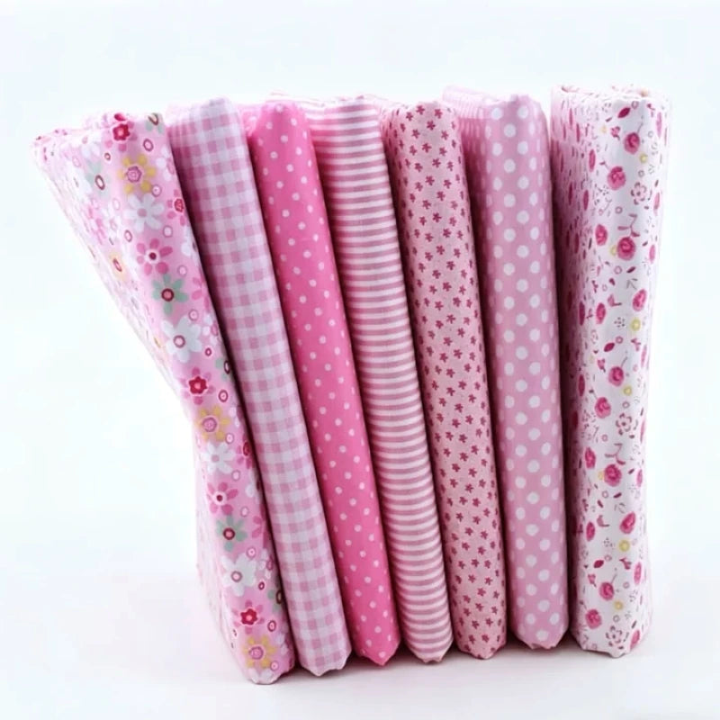 7-Piece Patchwork Cotton Fabric Set – Digital Printed Quilting Squares
