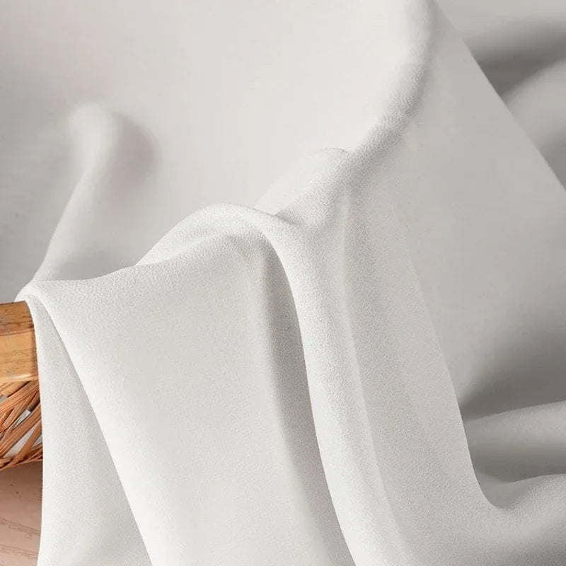 White Beaded Chiffon Fabric – Lightweight & Drapey | 146 cm Wide (57.5 in)