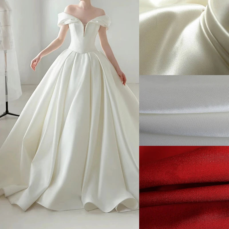 Mikado Satin Twill Fabric – Thick Poly-Cotton, 150cm Wide, Sold by the Meter – For Wedding Gowns, Formal Wear & Children's Clothing