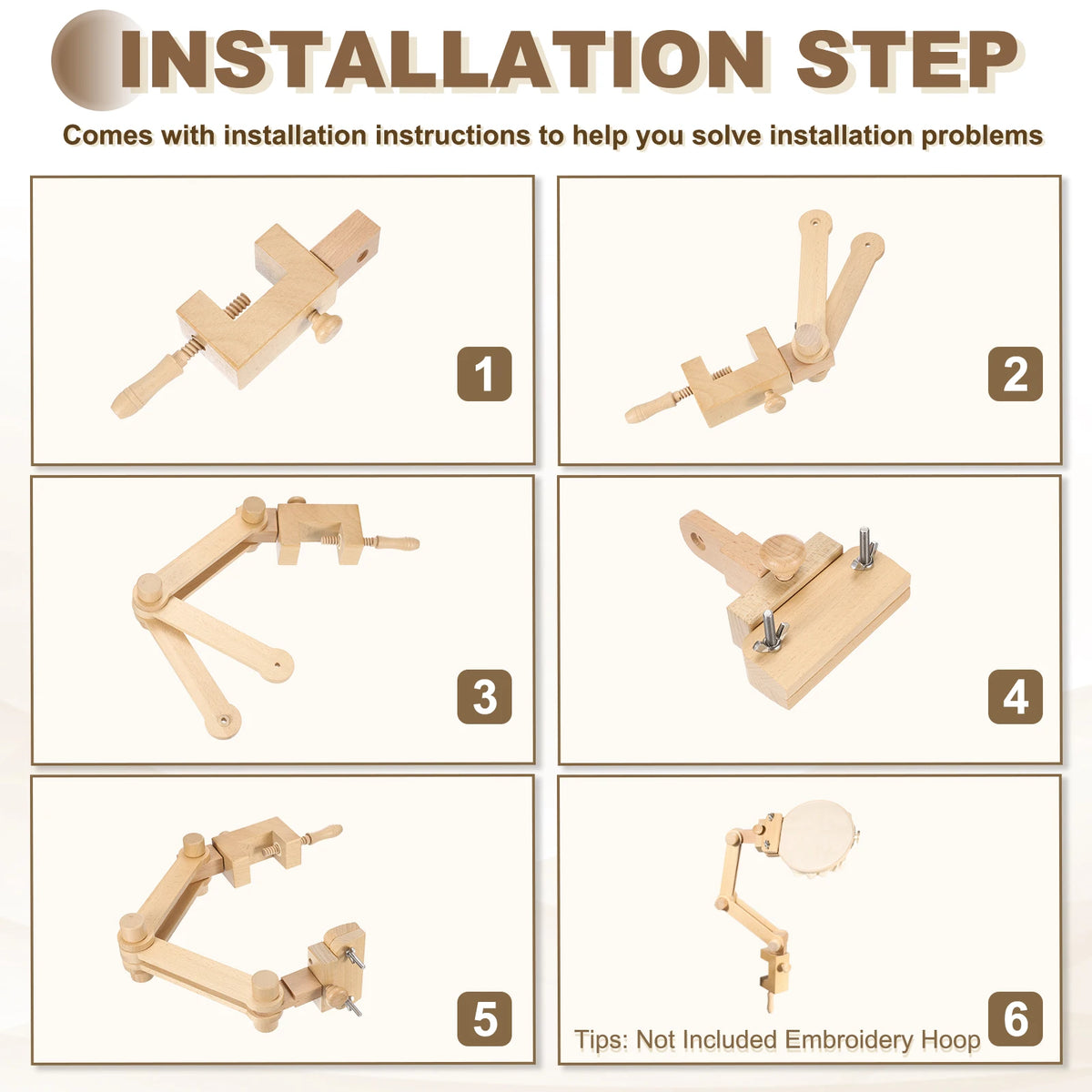 Adjustable Beechwood Table-Clamp Embroidery Stand – 28 in