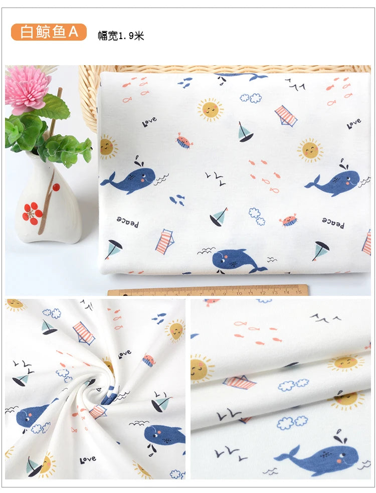 Soft Printed Knit 100% Cotton Fabric – 90x50cm, 185g/m² for Baby Clothes, Pajamas & Blankets