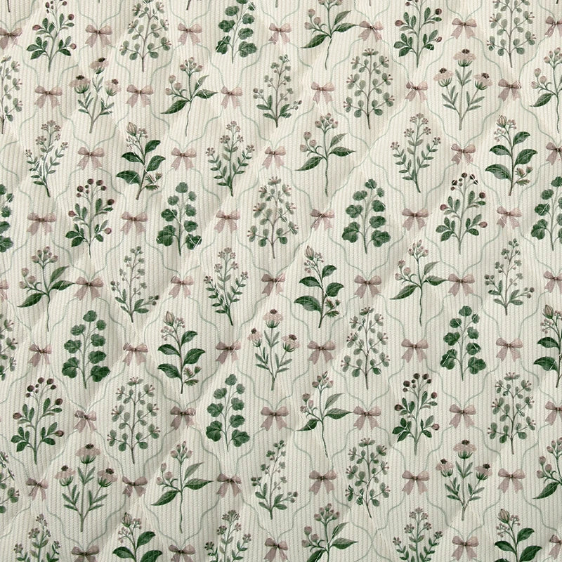 Rabbit & Tree Print Corduroy Fabric – 150cm Wide, Quilted Cotton Blend, 0.5m / 1m / 2m