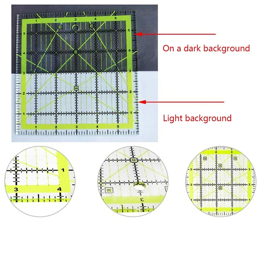 Acrylic Quilting Ruler — Two-Color Grid Patchwork Square