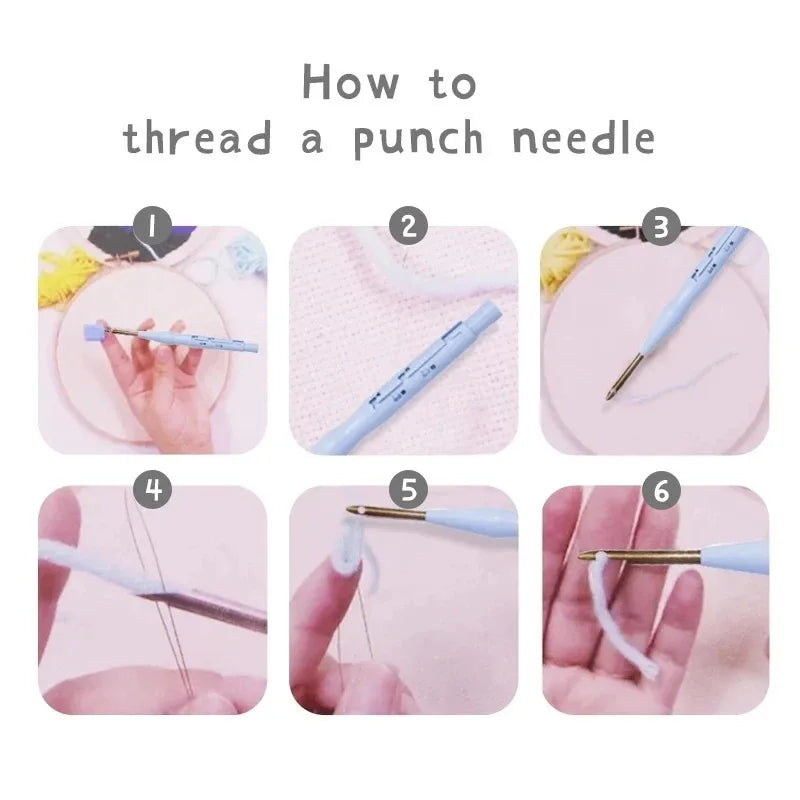 Kit DIY de aguja mágica para adultos principiantes con bastidor de bordado, patrón de flores, rosas, tulipanes, juego de manualidades de pintura con lana.