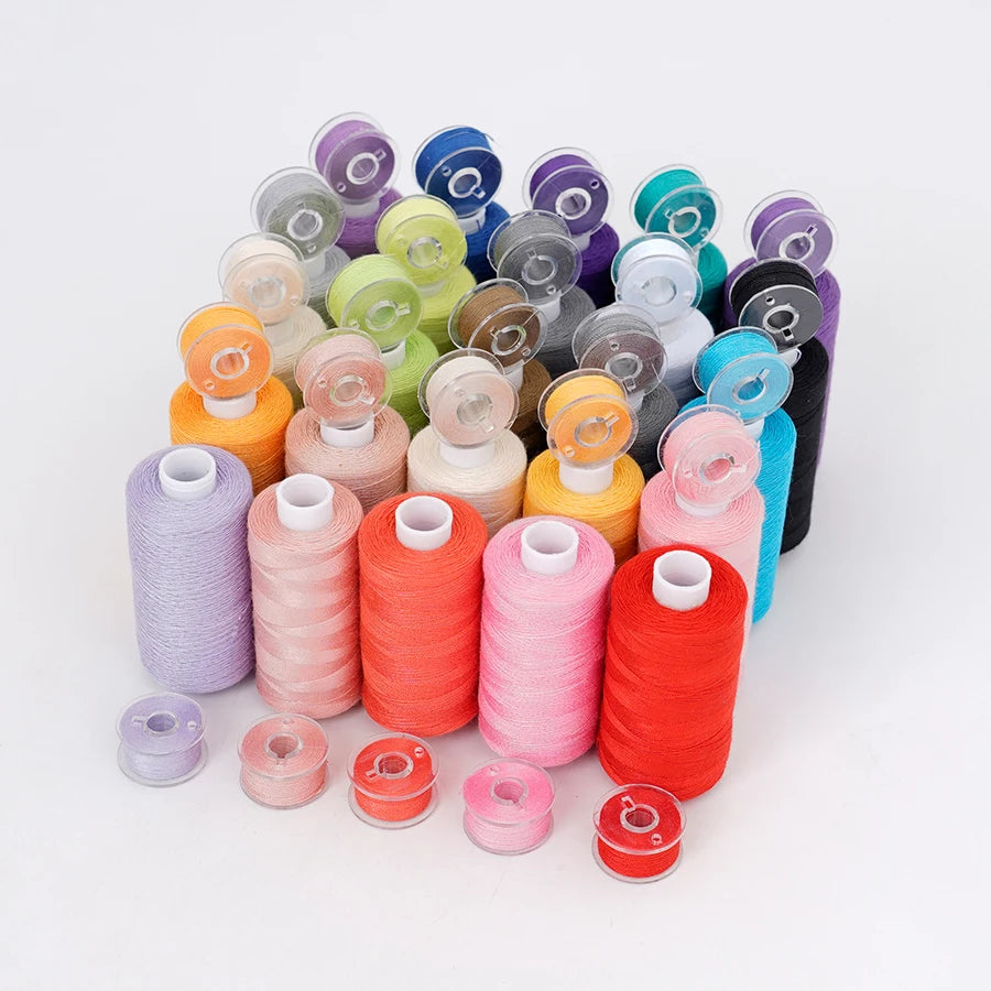25-Piece Polyester Sewing Thread Set – 400 Yards Per Spool | Bobbins & Thread
