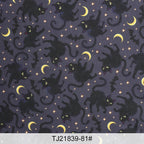 Halloween Print Fabric – Spiderweb, Ghost & Holiday Motifs | 100% Polyester, 150cm Wide