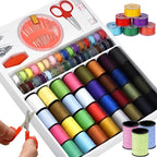 64-Roll Sewing Thread Kit with Scissors, Needles, Crochet Hook & Tape Measure