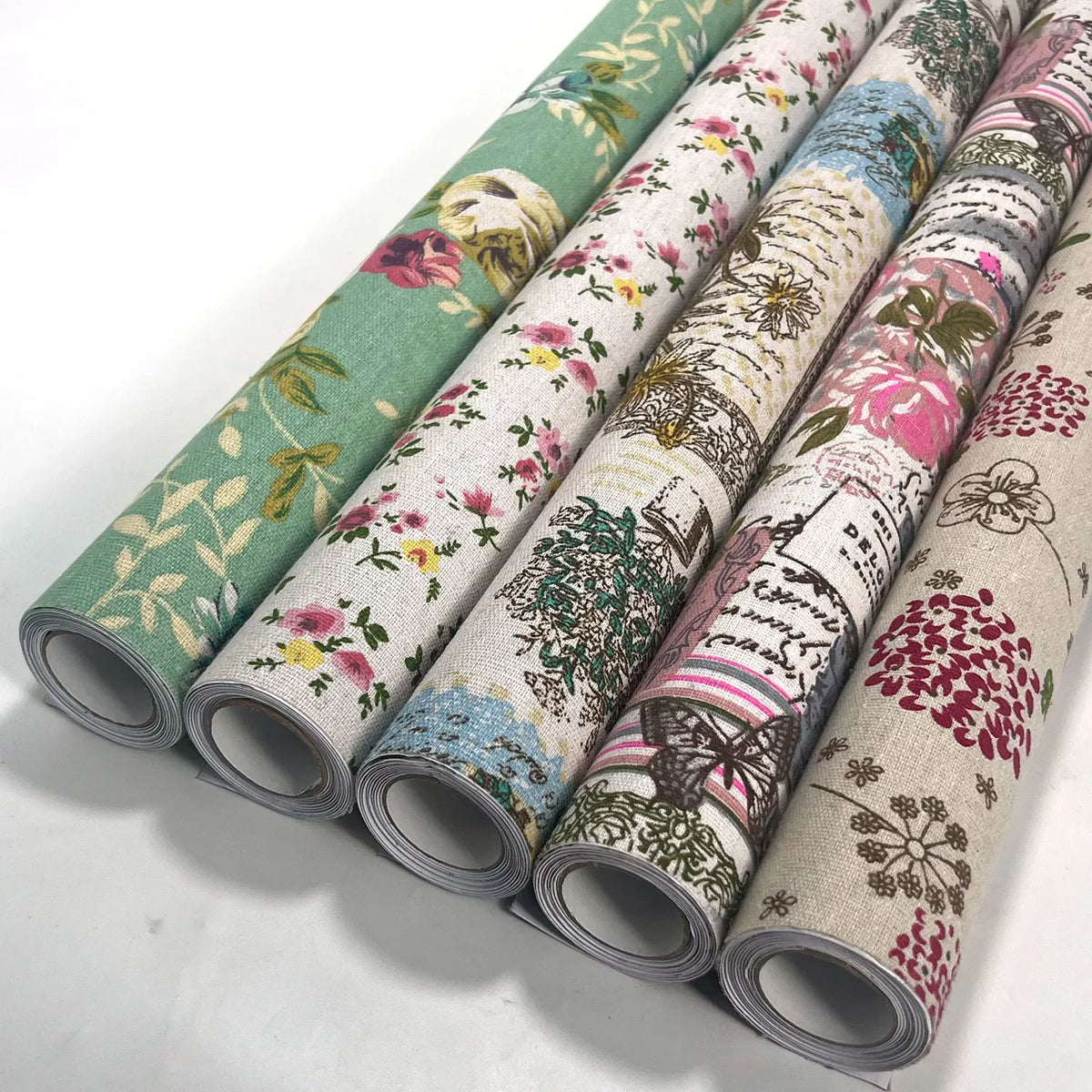 Retro Floral Print Self-Adhesive Linen Cotton Fabric Roll – 50x145cm | DIY Crafts, Jewelry Box & Furniture Repair