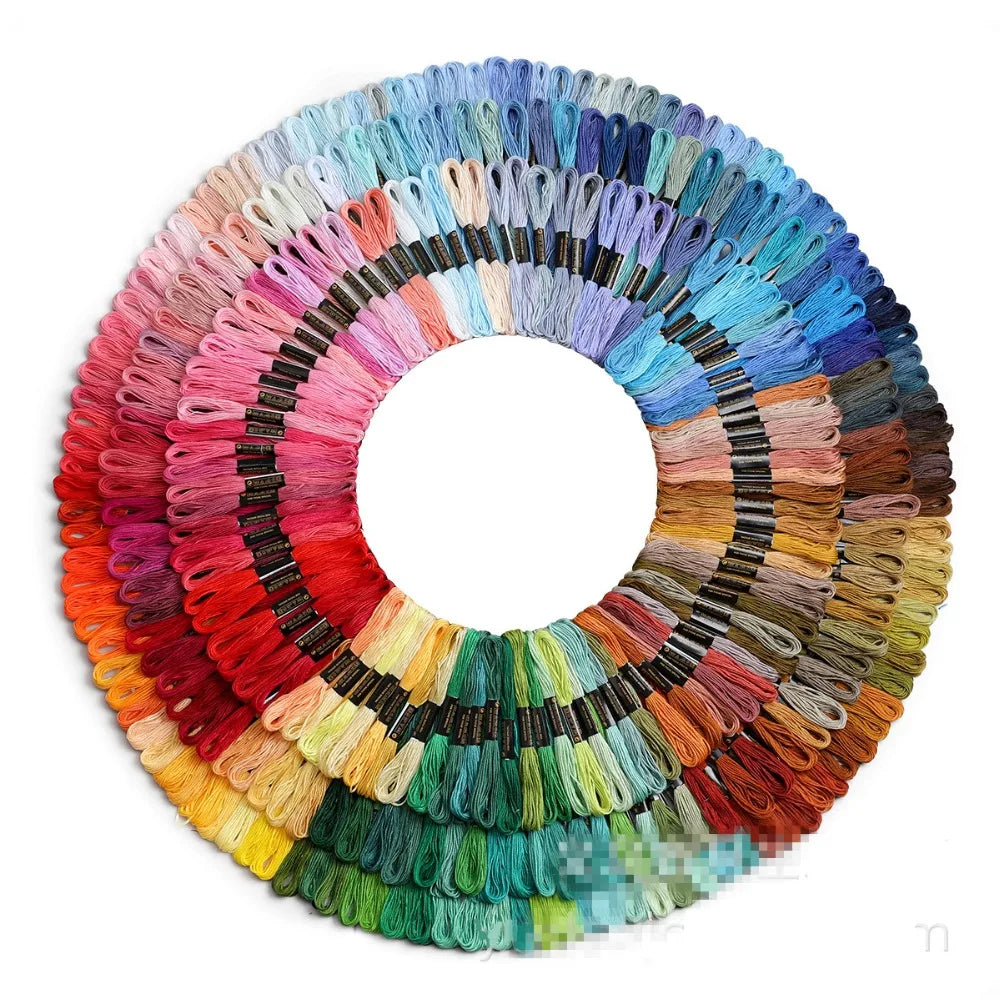Cross Stitch Cotton Embroidery Floss Set – 8m Skeins, 6-Strand, 24 to 200 Colors, No Repeats