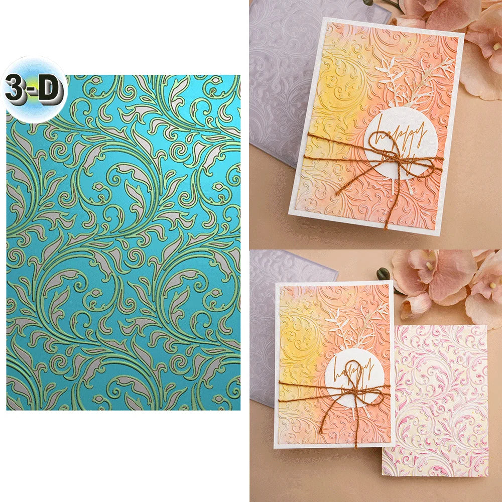 Curly Pattern 3D Embossing Folder – Textured Background Die for Scrapbooking & Paper Crafts