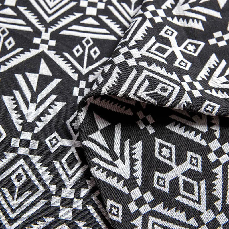 Thickened Ethnic Print Linen-Cotton Canvas Fabric – 150cm (59") Wide | Cut to Order