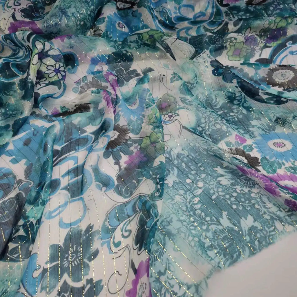 Floral Print Silk-Cotton Blend Fabric – 135cm Wide, 9-10mm | Dresses, Blouses & Luxury DIY Sewing