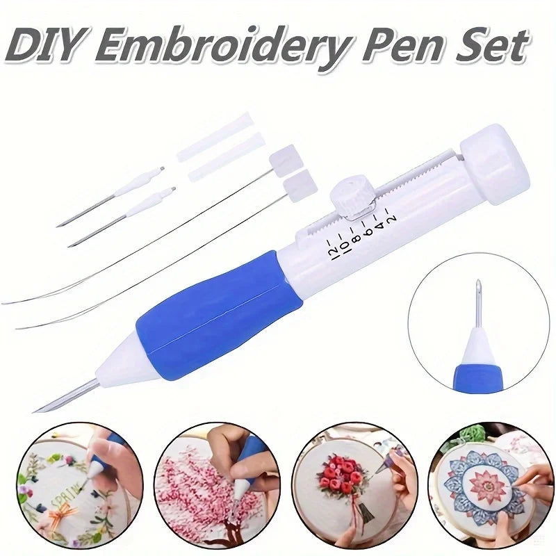 Adjustable Magic Embroidery Pen Set – 3 Needles, Threader & Scissors