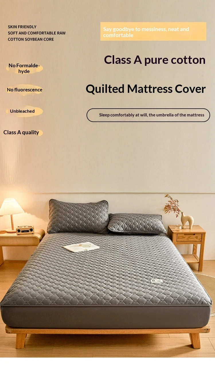 Feng Yu Qing 100% Cotton Quilted Fitted Sheet – 400TC Mattress Protector, Multiple Sizes