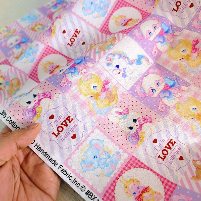 20S Cotton Cute Showa Kawaii Cat Deer Print Fabric DIY Quilting Needlework Material Sewing Dress Kids Clothes Fabrics