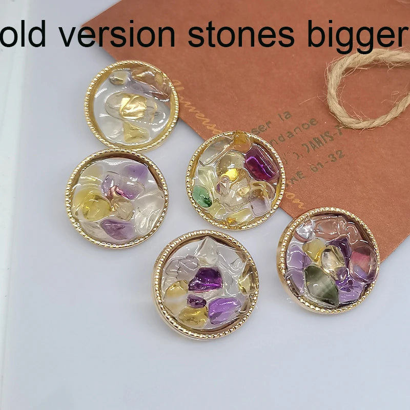 Luxury Purple Stone Beaded Metal Shank Buttons – 3 Sizes, 6-Pack, Zinc Alloy