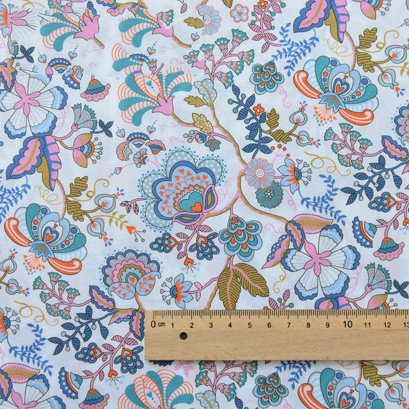 Fabric - 40 Precut Strips (6.35 X 49.78 cm) for Quilting And Sewing, 20 Floral Prints Assortment, 100% Material,