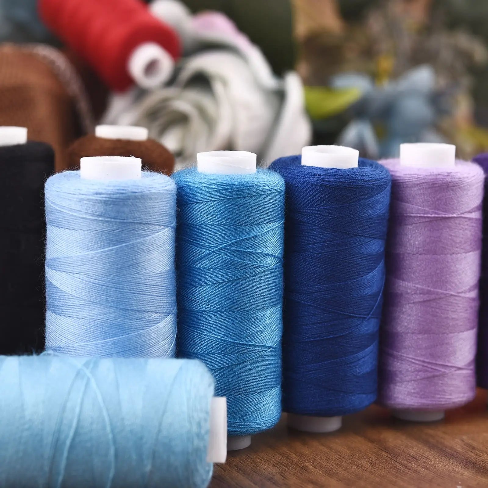 Polyester Sewing Thread Set — 6 Rolls, 400 Yards Each