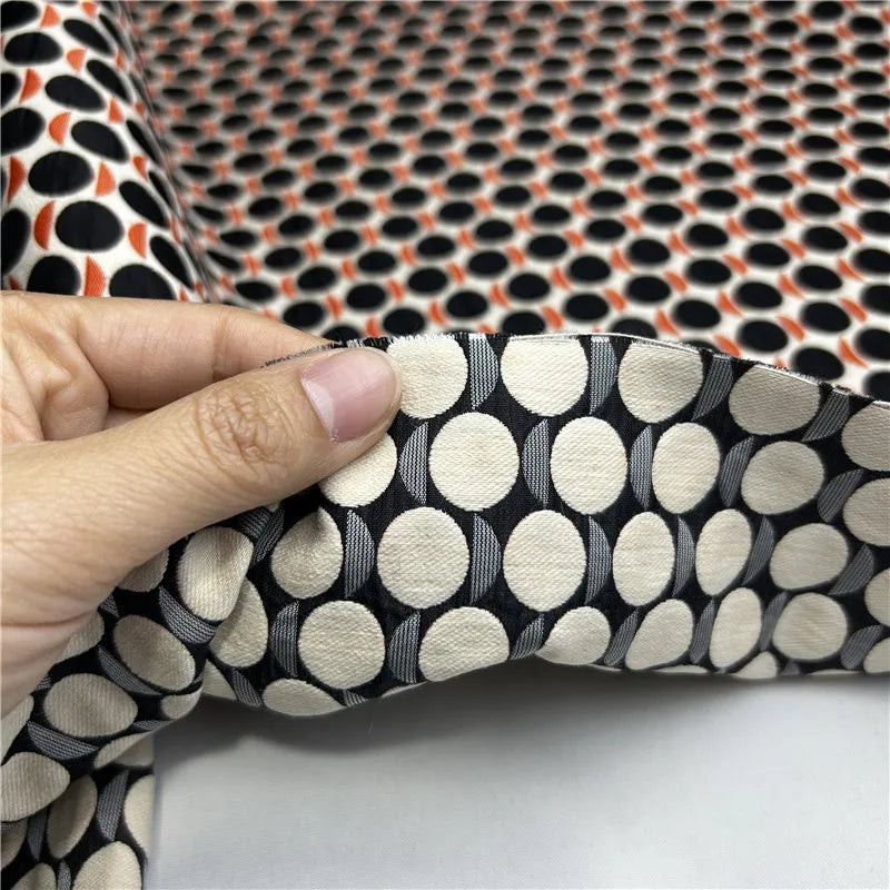 Black Polka Dot Brocade Fabric – 50% Cotton/50% Polyester, 145 cm Wide