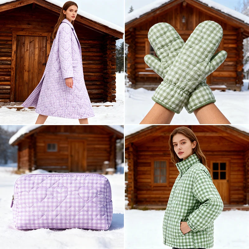 Pure Cotton Grid Quilted Fabric — Anti-Static, High-Absorbency | 0.5, 1 & 2 Yard Cuts