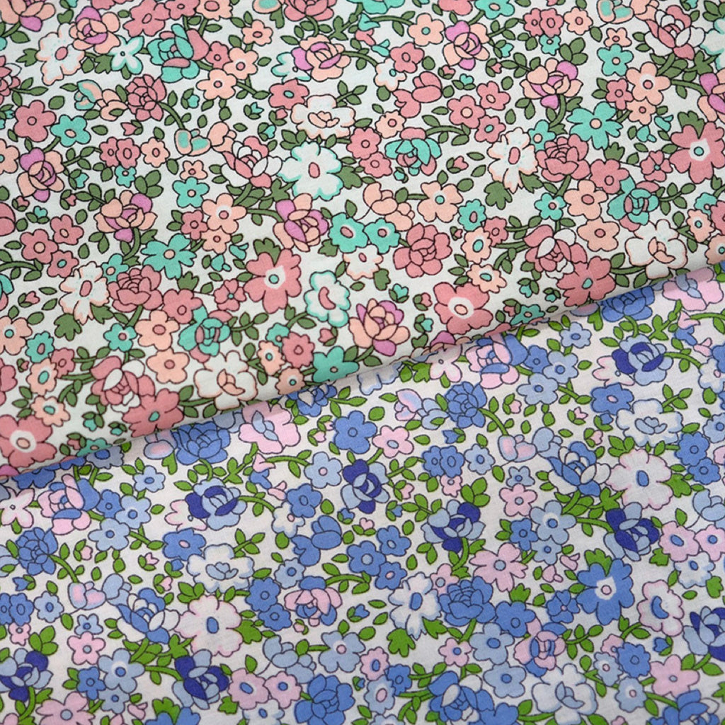 100% Cotton Poplin Fabric – Botanical Plant & Flower Print, 145cm Wide, Sold by 0.5m