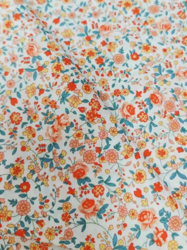 145cm Floral Cotton Poplin Fabric, 50cm Piece