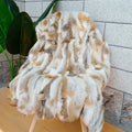 50x100cm Mantas de retazos de piel de conejo natural Colcha de invierno para cama Manta a rayas suave para sofá Fiesta de Navidad