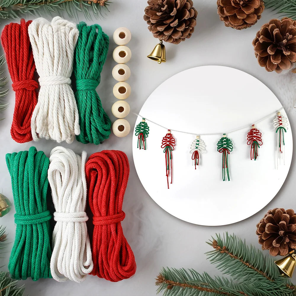 Christmas Macramé Flag Weaving Kit – DIY Holiday Decoration Set with Beginner Tutorial