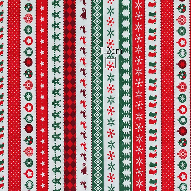 Christmas Twill Cotton Fabric – Santa, Trees & Holiday Prints, 0.5m x 1.6m