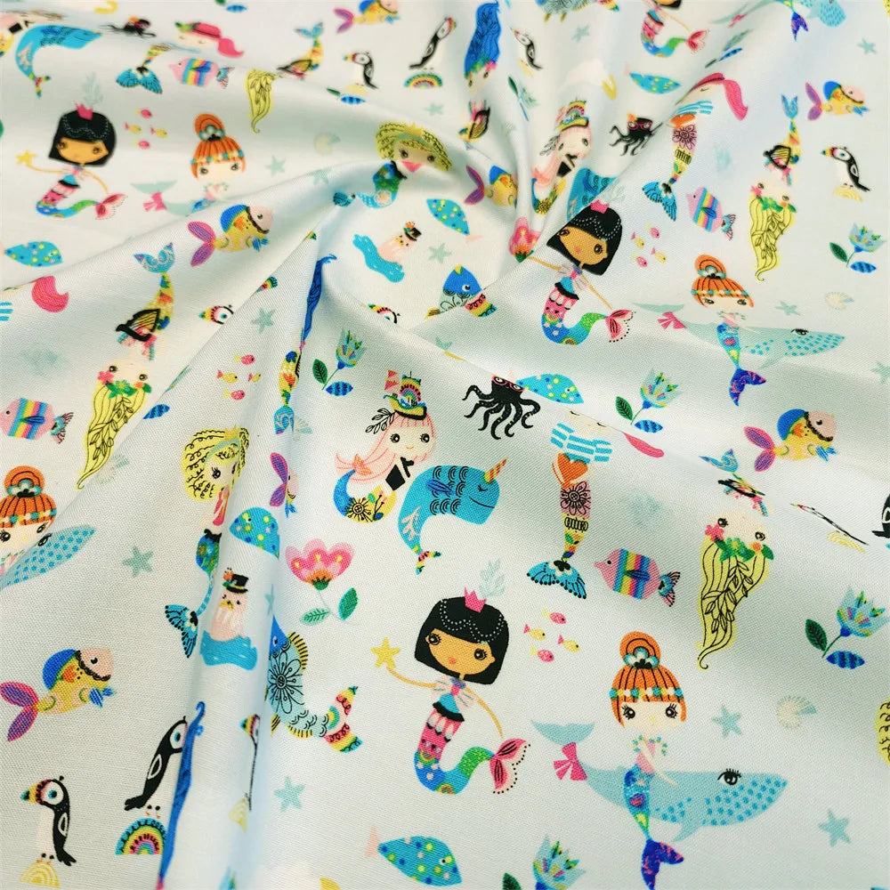 20S Cotton Cute Showa Kawaii Cat Deer Print Fabric DIY Quilting Needlework Material Sewing Dress Kids Clothes Fabrics