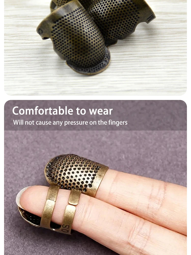 Anillo Dedal Ajustable de Cobre Vintage – Protector Antideslizante para Dedos para Costura y Bordado | Dorado, Bronce, Oro Rosa