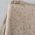 Tela de lino y algodón con estampado floral rosa – 140 cm de ancho | Corte a medida