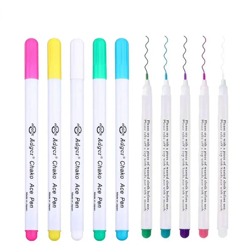 Water-Soluble Fabric Marking Pens – 5-Pack, Erasable Cross-Stitch & Embroidery Markers