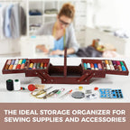 Wooden Expandable Sewing Box with Handle