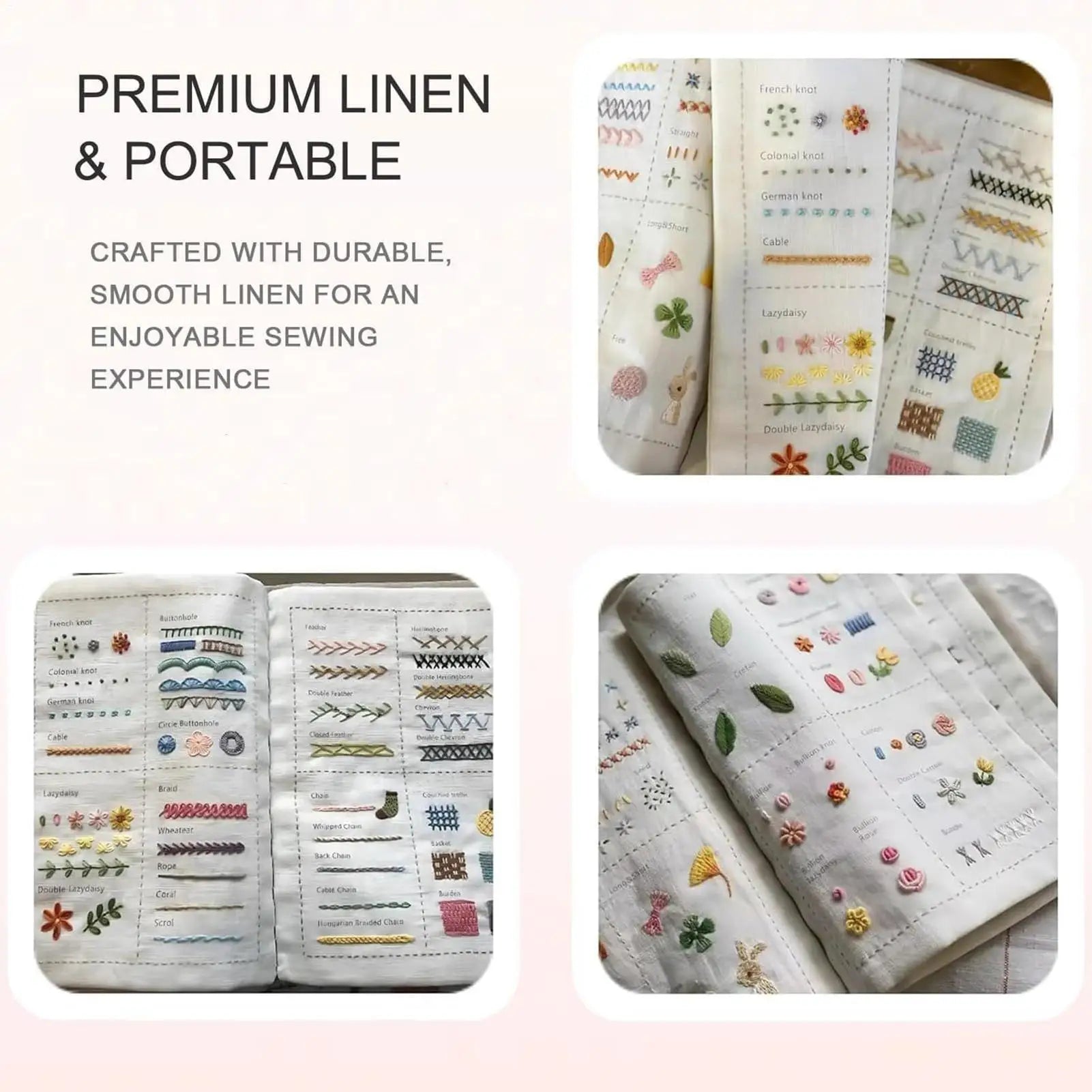 Chinese Style Embroidery Stitches Book Set – Hoop, 50-Color Threads & 10-Page Stitch Atlas
