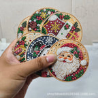 Kit de adornos de Navidad de pintura de diamantes DIY – Juego de 6 colgantes de madera para árbol de Navidad