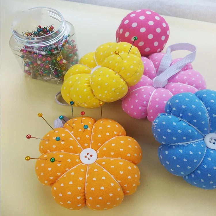 Floral Pumpkin Wrist Pin Cushion – Elastic Wristband, Quilting & Sewing Notions