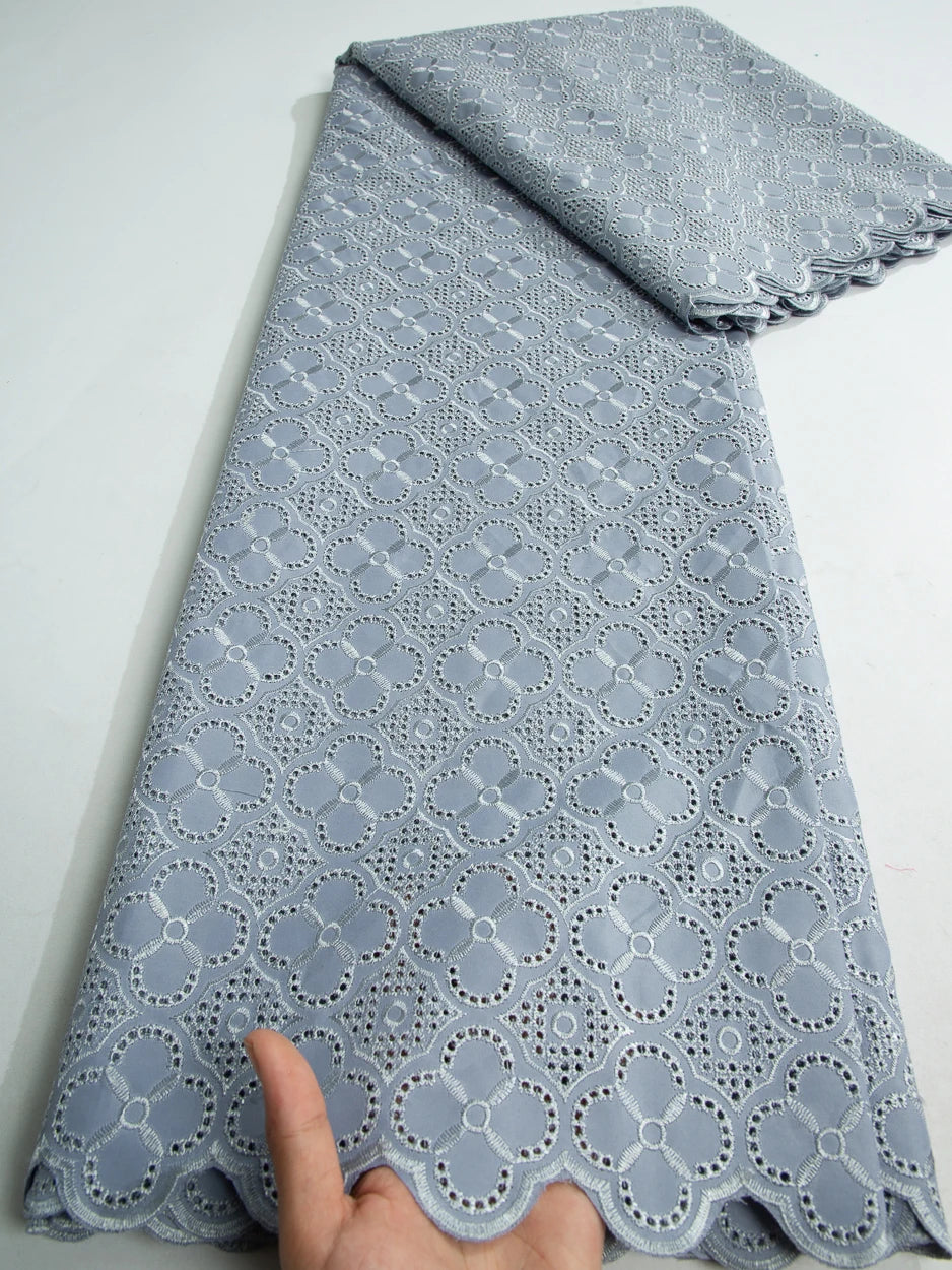 African Swiss Voile Cotton Lace Fabric – 5-Yard Piece | Embroidered Nigerian Lace