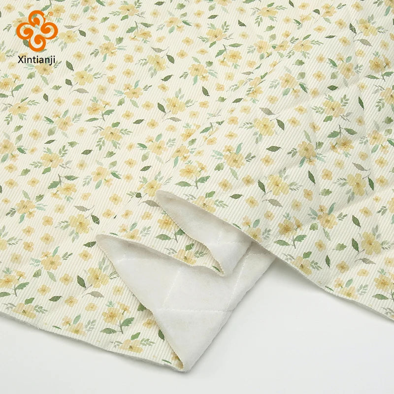 Pre-Quilted Floral Fabric – 59" Wide Polyester-Cotton Blend | Winter Coats, Bags & Home Décor (3 Lengths)