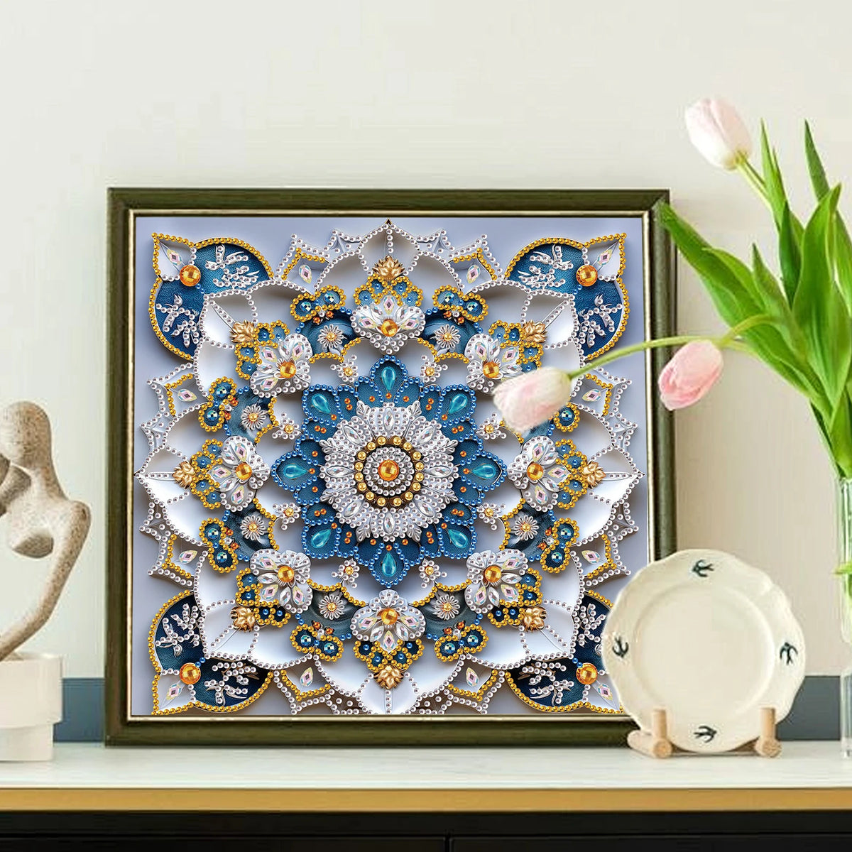 Kit de pintura de diamante para adultos, kit de arte de diamante con diseño de flor de forma especial para principiantes para decoración de pared del hogar, regalo