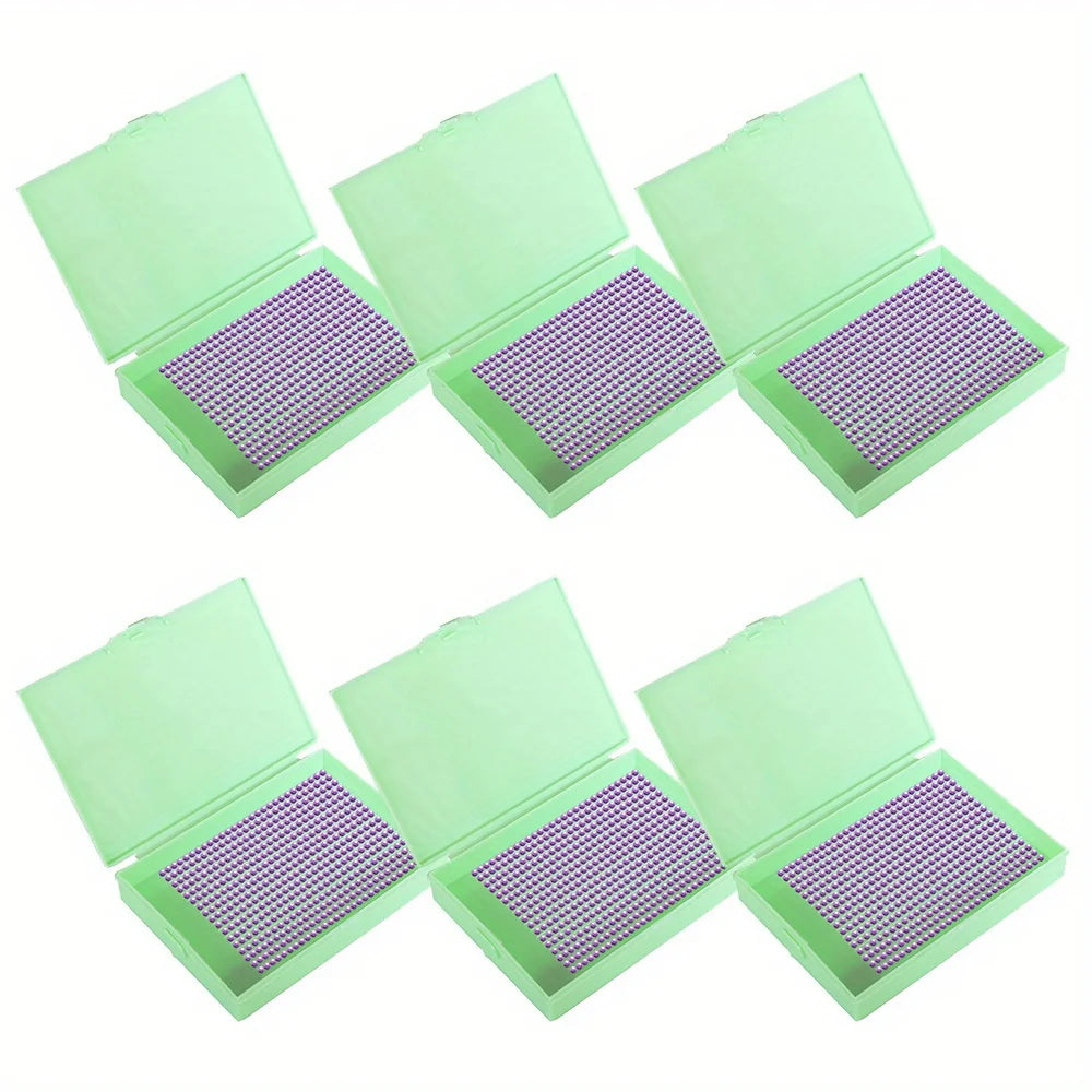 Juego de 6 bandejas para perforación y caja de almacenamiento para pintura de diamante – Organizador de cuentas 2 en 1 para manualidades DIY