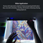 Almohadilla de luz LED para pintura de diamantes y bordado – Caja de luz de calco regulable de 3 niveles | A5, A4, A3