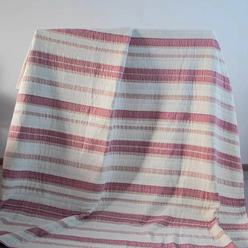 Waffle Weave Cotton Quilted Throw Blanket | All-Season | 200×230cm | White & Purple | Customizable
