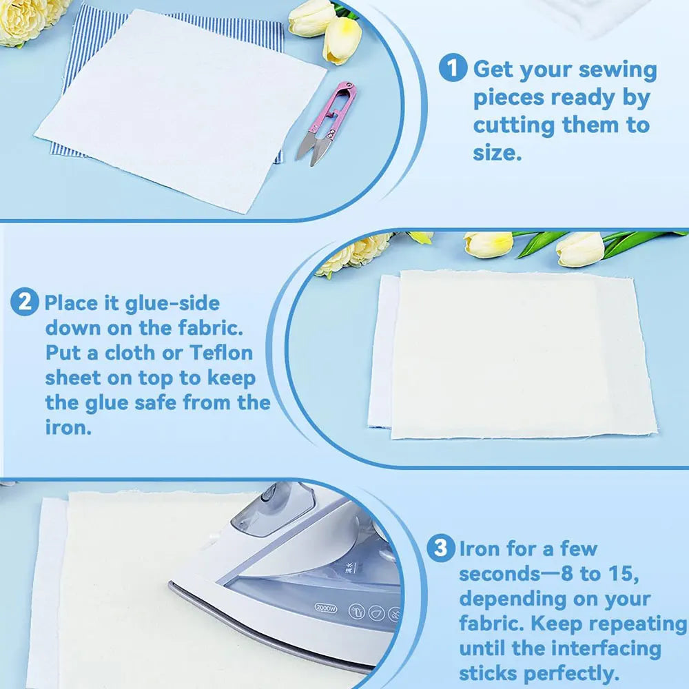Fusible Iron-On Interfacing Fabric — 100cm Wide | 110g, 200g, 300g & 400g Weights