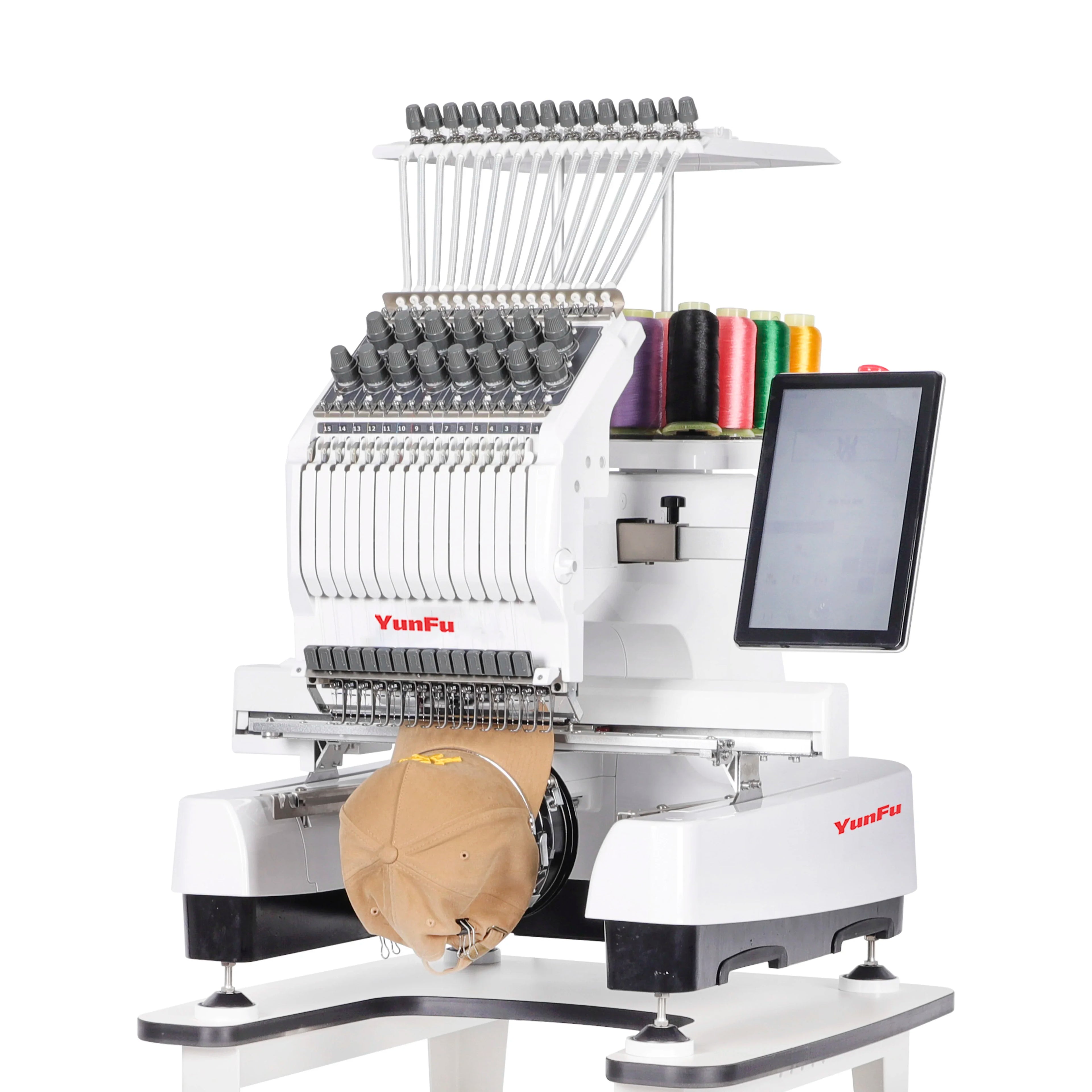 YunFu Single Head Commercial Embroidery Machine – 9/12/15 Needle, Dahao A15 Computer