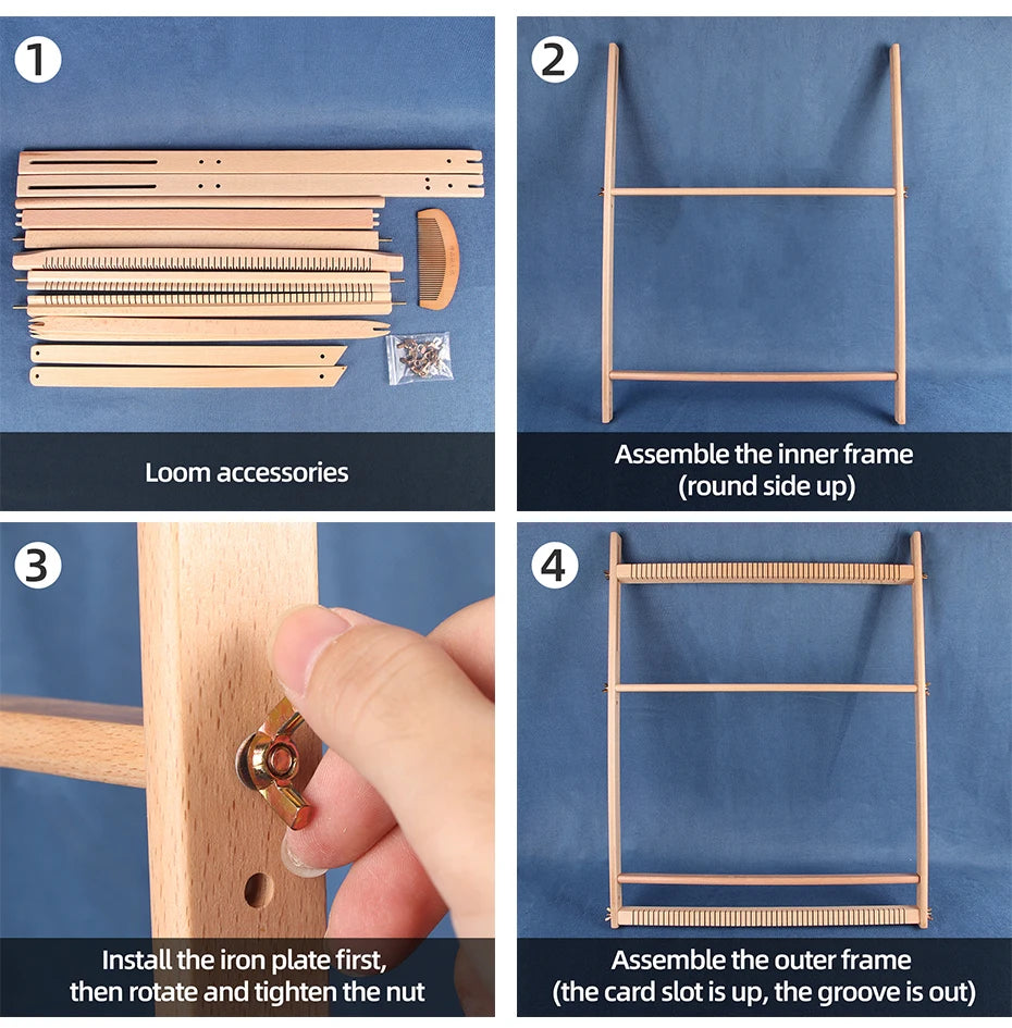 Wood DIY Weaving Loom – Beech Frame Tapestry & Carpet Knitting Tool