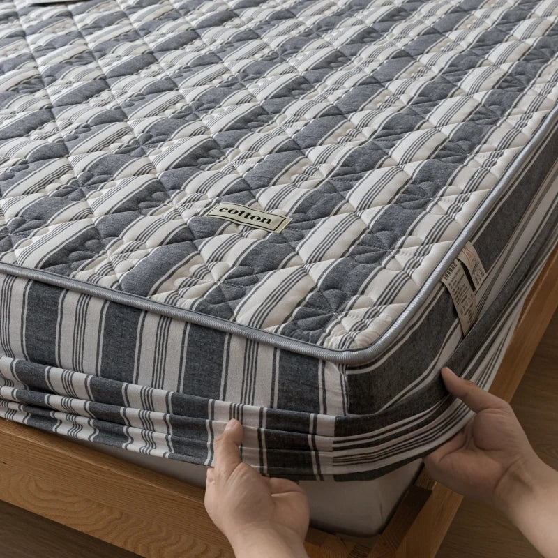 KISS NEST A-Class Antibacterial Washed Cotton Mattress Cover – Quilted, Hypoallergenic, Twin to California King